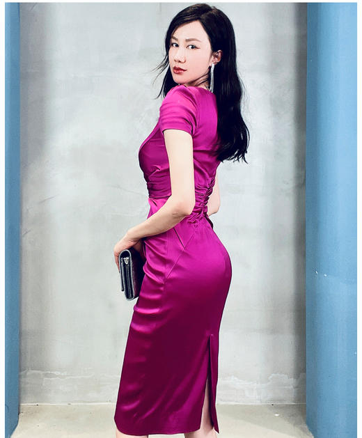 “仪式感系列“J20284418A颈袖添香季新款女装职场工作正装修身包臀蝴蝶结短袖ol连衣裙J20284418A 商品图3