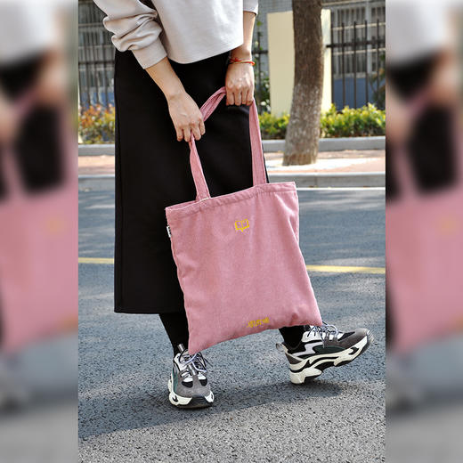 钟书阁灯芯绒针织刺绣粉色布袋帆布包单肩包手拎小布包文艺布袋饭盒包饭盒袋小清新系列 商品图1