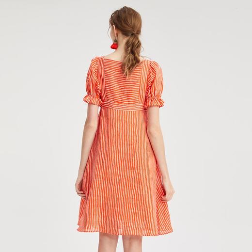 VIVIAN LIU Y2234107夏女装新款大方领前胸抽褶印花短袖连衣裙 商品图1