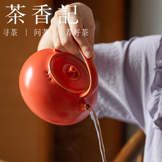 茶香记  450ml小号朱柿红提梁壶煮水壶煮茶壶煮茶壶2024新款茶具 商品图3