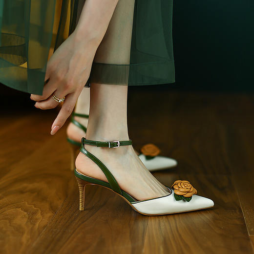 优雅拼色，花朵高跟凉鞋ZF-1118 商品图4