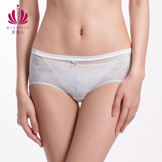贝佳人新品包臀舒适中腰内裤轻薄通透性感平角裤 商品图1
