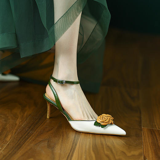 优雅拼色，花朵高跟凉鞋ZF-1118 商品图5