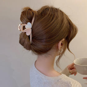 LBE-dz589韩版奶茶咖色爱心发夹后脑勺抓夹鲨鱼夹感网红甜美女头饰