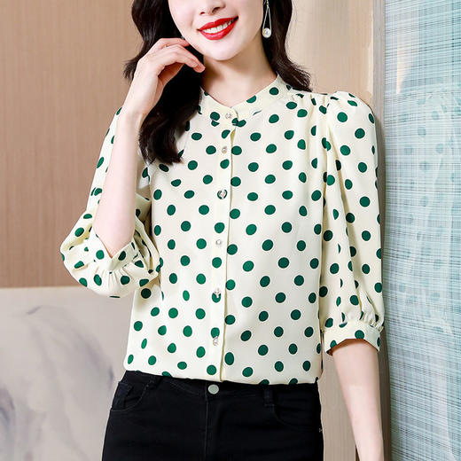 气质洋气小衫，波点雪纺衬衫QB-HGH6925 商品图0