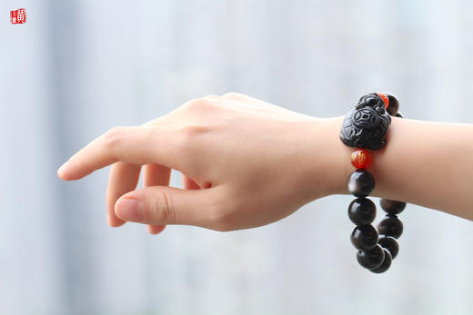 【彩虹眼黑曜石龙龟】银曜石手串，颗颗双眼 商品图4