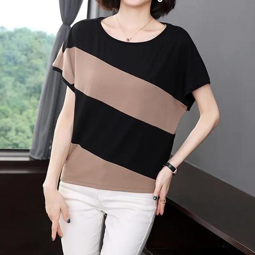 FEY-330夏装新款时尚小衫女短袖中年妈妈t恤宽松遮肚蝙蝠衫欧货上衣 商品图0