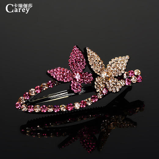 LBE-bj323刘海夹韩国成人发饰水钻甜美蝴蝶结优雅淑女发夹子简约发前夹头饰 商品图0