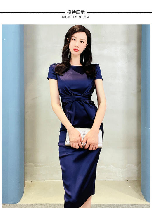 “仪式感系列“J20284418A颈袖添香季新款女装职场工作正装修身包臀蝴蝶结短袖ol连衣裙J20284418A 商品图5