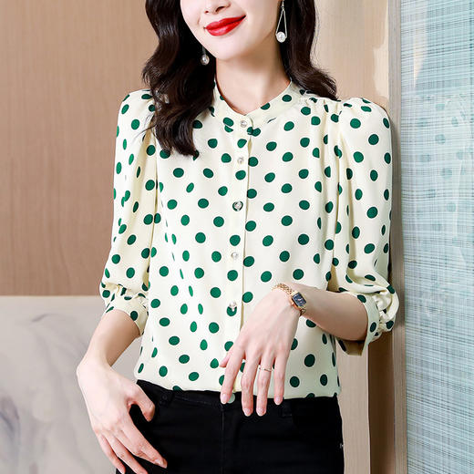 气质洋气小衫，波点雪纺衬衫QB-HGH6925 商品图1