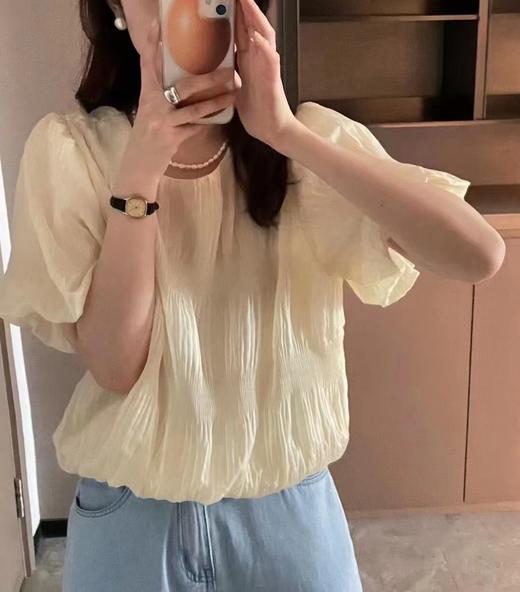 【限时折扣】韩版温柔风圆领泡泡袖小衫雪纺上衣均码 （非质量问题不退不换） 商品图8
