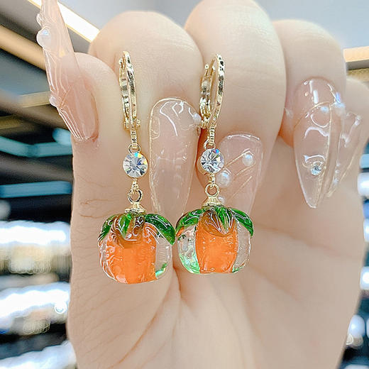 JU-AD3210夏季新款时尚百搭柿柿如意耳环女气质轻奢甜美耳扣设计感水果耳饰 商品图4