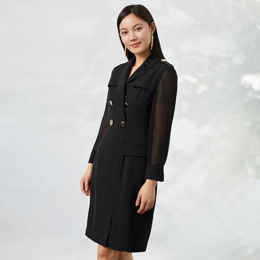 EITIE爱特爱女装夏季新品干练成熟V领收腰显瘦连衣裙6607379 商品图1