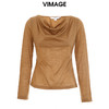 VIMAGE/纬漫纪秋冬新款100%羊毛套头纯色小上衣VC2213002 商品缩略图0