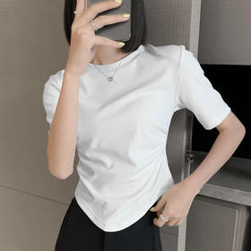 「质感看得见！INS纯欲风短袖」白色短袖t恤女夏季ins潮设计感短款正肩圆领上衣
