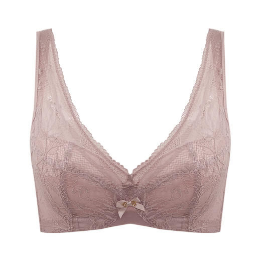 贝佳人新品全罩红色内衣女大胸显小背心式深V蕾丝花边文胸本命年 商品图1