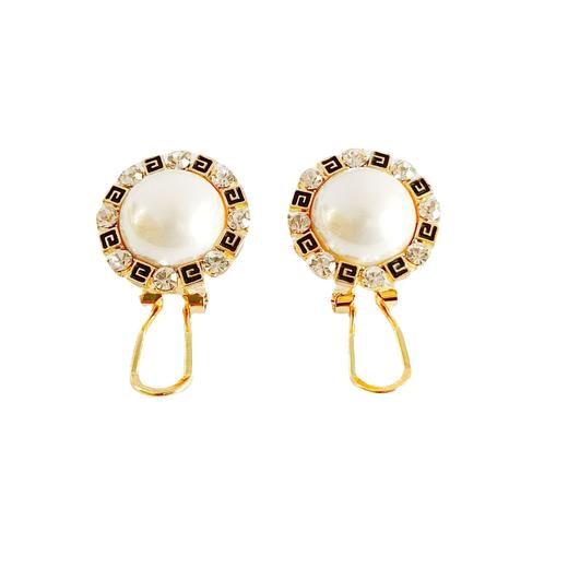 JU-A4632新款珍珠合金花盘水钻耳扣欧美气质大气时尚百搭耳环耳饰女 商品图0