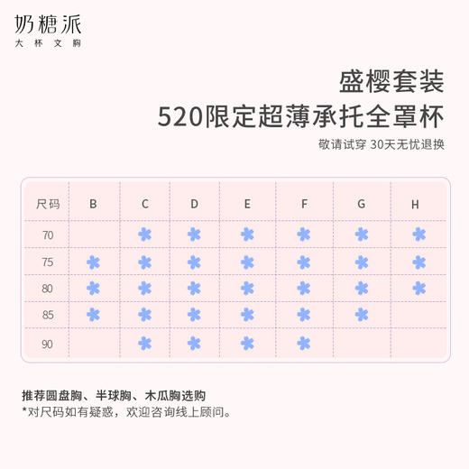 奶糖派大杯文胸盛樱套装全罩杯超薄甜美舒适大胸显小内衣女薄款 商品图6