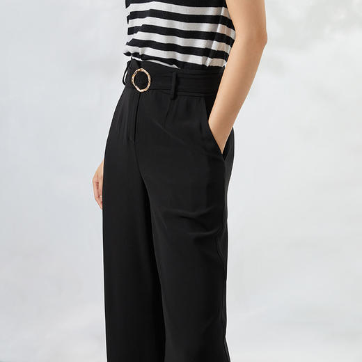 下架-EITIE爱特爱纯色通勤显瘦简约阔腿裤九分裤6605310裤子 商品图2