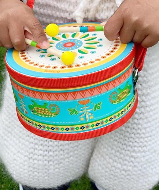 djeco儿童宝宝曼波变色龙手敲鼓手拍鼓音乐玩具婴儿打鼓拍拍木制 商品图4