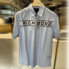 RICHMOND 男士字母印花短袖衬衫 浅蓝色 RMP19130CA BLUE LIGHT