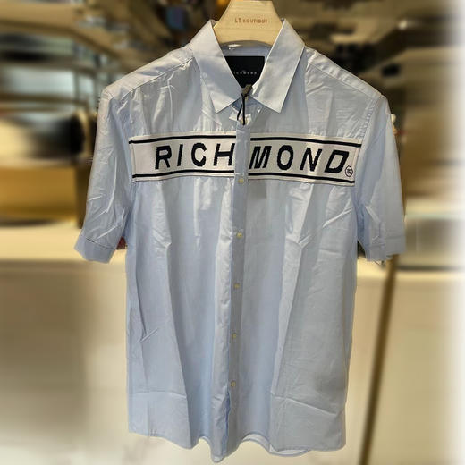 RICHMOND 男士字母印花短袖衬衫 浅蓝色 RMP19130CA BLUE LIGHT 商品图0
