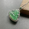 高冰种木那阳绿翡翠弥勒佛18k白金钻石镶嵌 商品缩略图2
