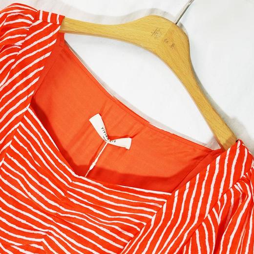 VIVIAN LIU Y2234107夏女装新款大方领前胸抽褶印花短袖连衣裙 商品图2