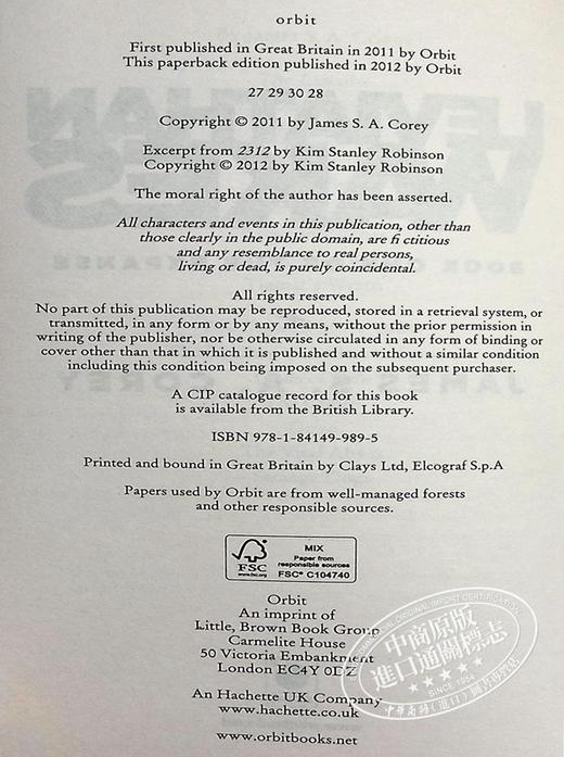 【中商原版】苍穹浩瀚系列 3本套装 英文原版 James S A Corey 阿巴登之门 卡利班之战 利维坦觉醒 商品图4