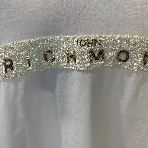 RICHMOND 女士棉质亮片字母圆领短袖T恤 白色 RWP19299TS BLACK WHIT 商品图2