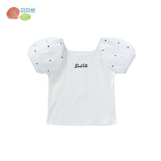贝贝怡夏季新款女童上衣甜美时尚泡泡袖短袖T恤 商品图5