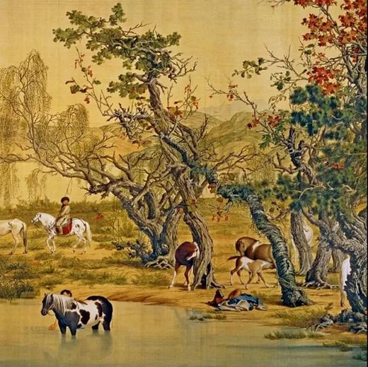 郎世宁《百骏图》 名家重彩工笔画长卷巨幅微喷复制（未装裱） 商品图0