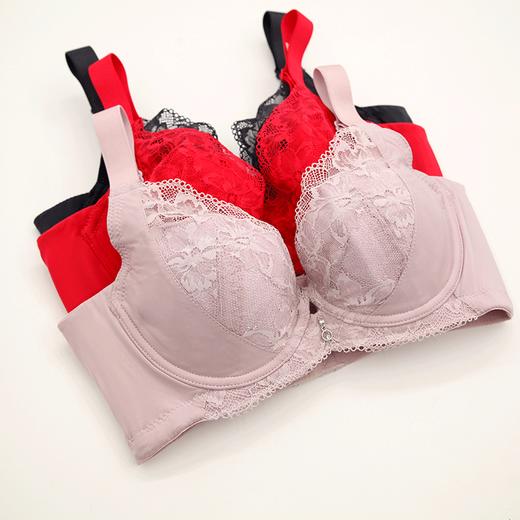 贝佳人新品本命年红色轻薄透气蕾丝显小内衣温感远红外养护文胸 商品图3