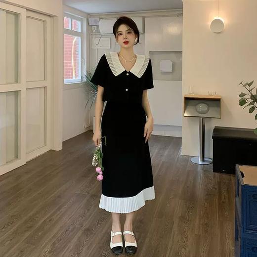 （清仓现货）【社群供V】2022夏季新品小众设计感气质淑女短袖外套+显瘦半身裙两件套涤纶2 商品图1