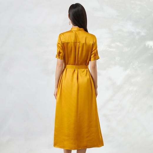 EITIE爱特爱通勤立领收腰显瘦百褶裙摆中长裙连衣裙6607326 商品图5