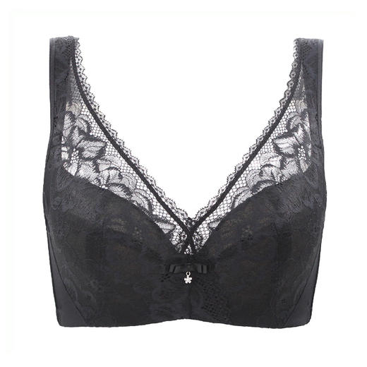 贝佳人新品大码内衣深V性感蕾丝背心式全罩杯薄款大胸显小收副乳 商品图3