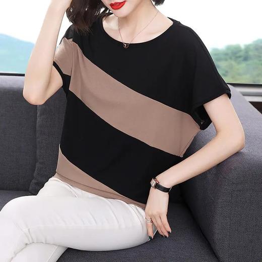 FEY-330夏装新款时尚小衫女短袖中年妈妈t恤宽松遮肚蝙蝠衫欧货上衣 商品图2