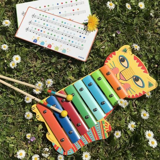 djeco曼波猫婴幼儿童小木琴婴儿八音琴手敲打击乐器音乐敲琴玩具 商品图1