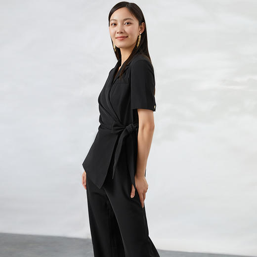 EITIE爱特爱新品高腰修身系带连体裤休闲裤连衣裤裤子女6607378 商品图3