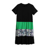FEY-6573夏季胖mm显瘦藏肉拼撞色印花蕾丝连衣裙减龄过膝T恤长裙 商品缩略图4