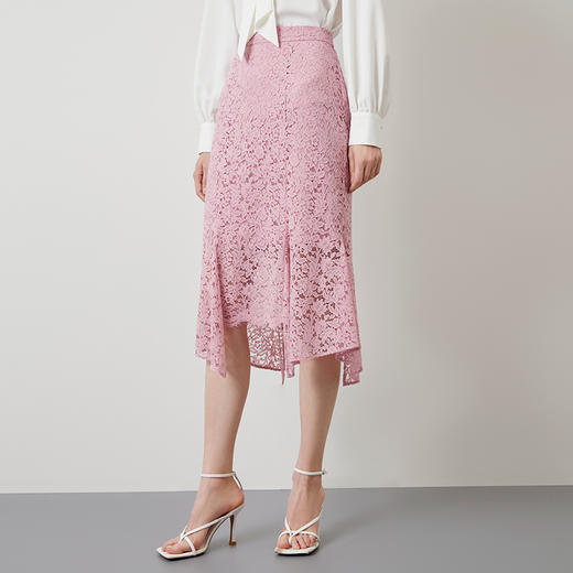 EITIE爱特爱夏季新款高腰a字不规则下摆优雅包臀蕾丝半身裙B2206916 商品图1