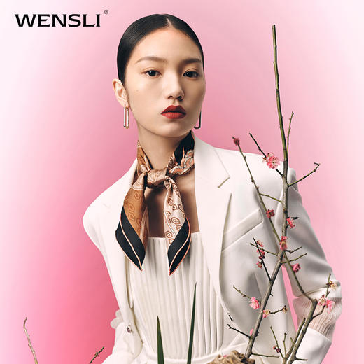 Wensli双面印花中方巾-花想容 商品图0