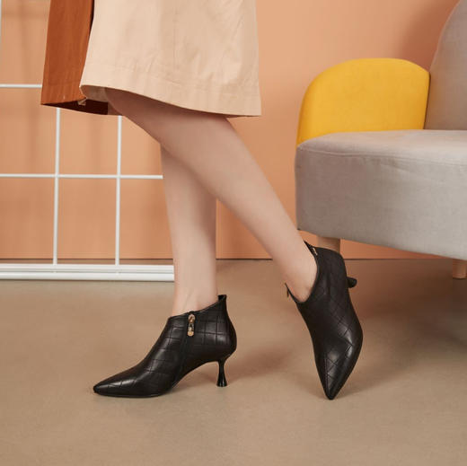 西村名物2020秋冬新款尖头舒适羊皮高跟鞋7CM跟高X20DS41921 商品图0