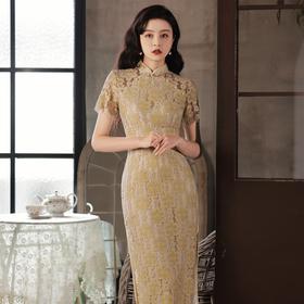 YG夏新款蕾丝旗袍少女改良年轻款气质复古民国风小个子