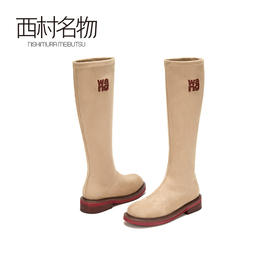 西村名物2020冬季新款瘦腿长靴长筒靴净版纯色气质时尚高筒袜靴女X20DQ41671