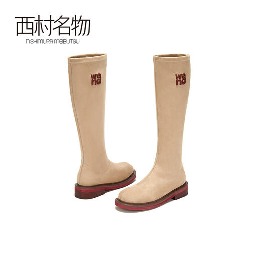 西村名物2020冬季新款瘦腿长靴长筒靴净版纯色气质时尚高筒袜靴女X20DQ41671 商品图0