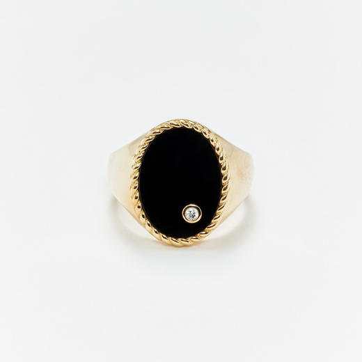 订购10周到｜Yvonne Leon-Signet Oval-9K黄金 黑玛瑙 椭圆戒面 戒指［法国设计师］ 商品图0