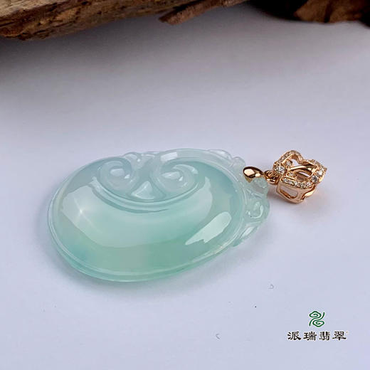 派瑞翡翠 18k金翡翠吊坠 冰种 白色 商品图1