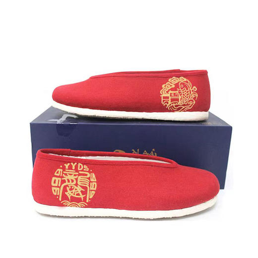 内联升情侣鞋手工单鞋千层底内联升手绘情侣款彩小元口布鞋“鱼跃龙门”8110Z/8604Z(预售） 商品图4