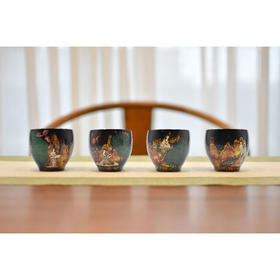 羽诗制造出品 蔡超画作衍生大漆紫砂杯茶器
